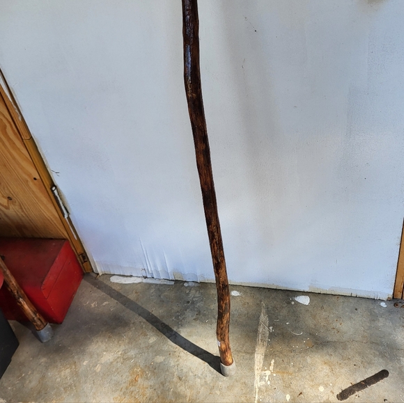 58" Natural Wood Grooved Grip Nylon Wrist Strap Handmade Walking Hiking Stick - Picture 8 of 11